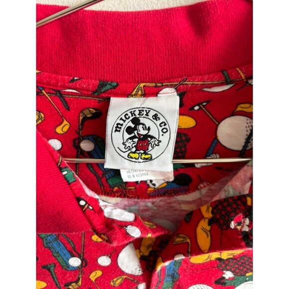 Mickey & Co Mens Golf Polo Shirt Red Allover Print Short Sleeve Collared Size L - Picture 10 of 11